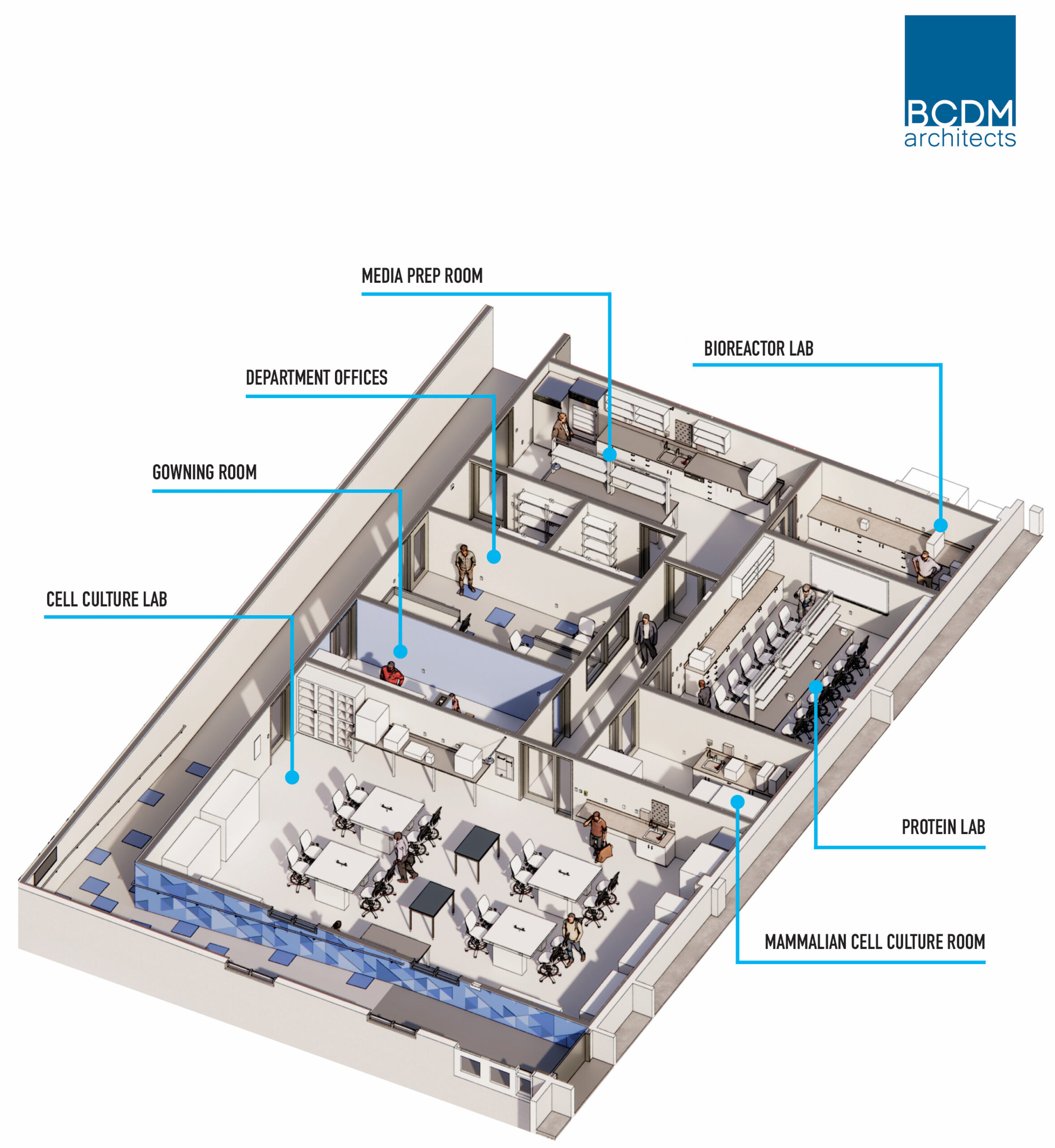 Rendering of the biotech lab.